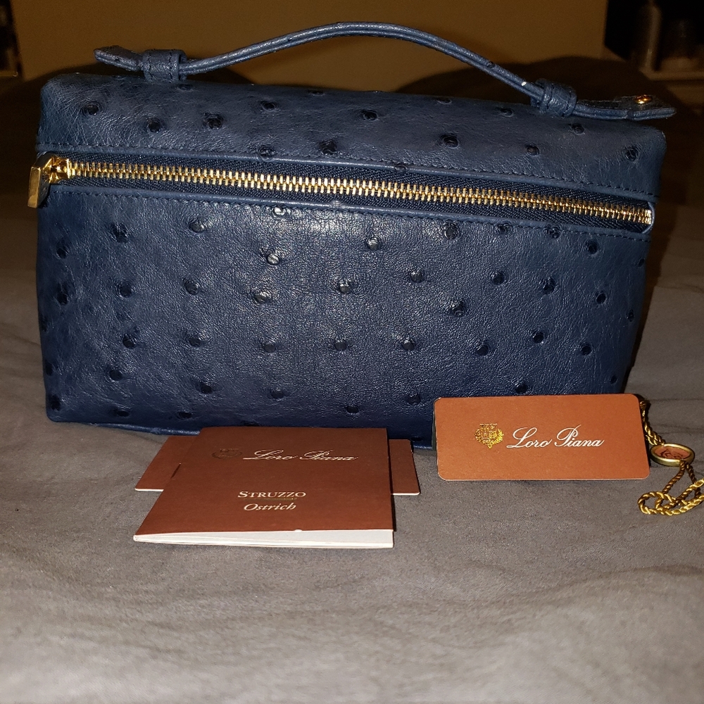LORO PIANA L19 BLUE OSTRICH POUCH. open to offers/